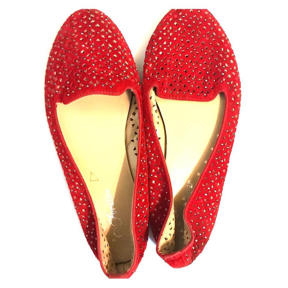 Red rhinestone flats